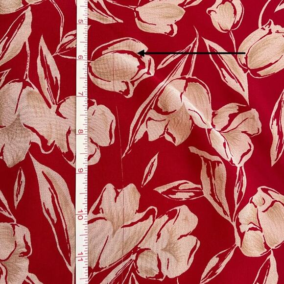 Ann Taylor Silk Red/Cream/Ivory Floral A-Line Skirt, Flowy, Romantic, Y2K, 14 - Picture 12 of 12